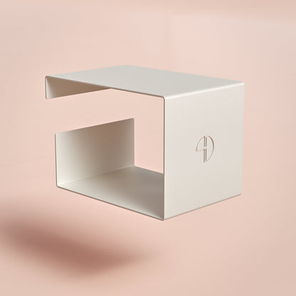 Designernachttisch pulverbeschichtet in der Farbe weiß